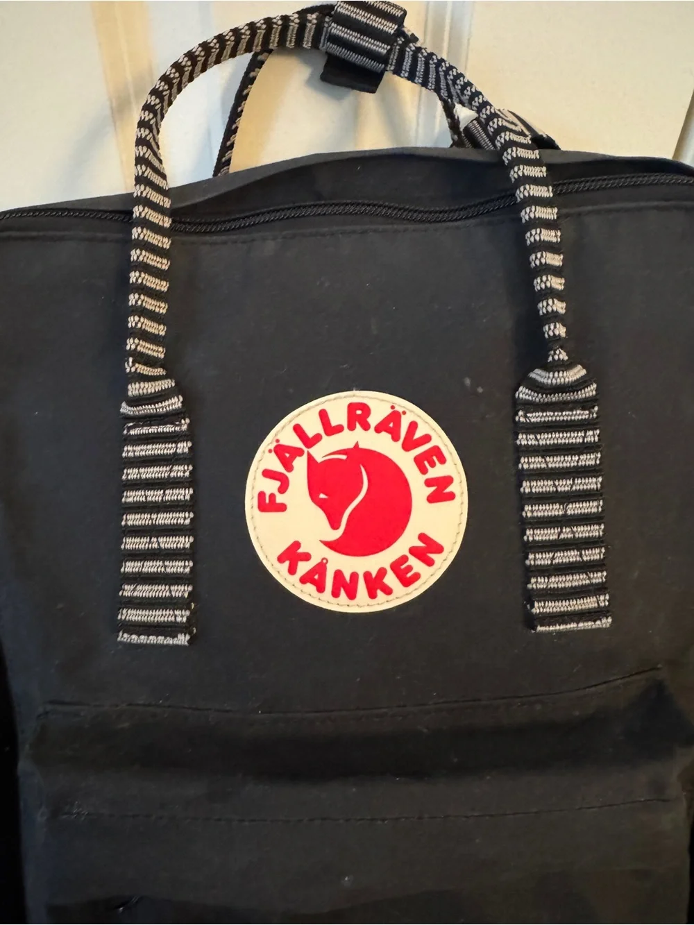Fjallraven Kanken Backpack in Black with Red Logo